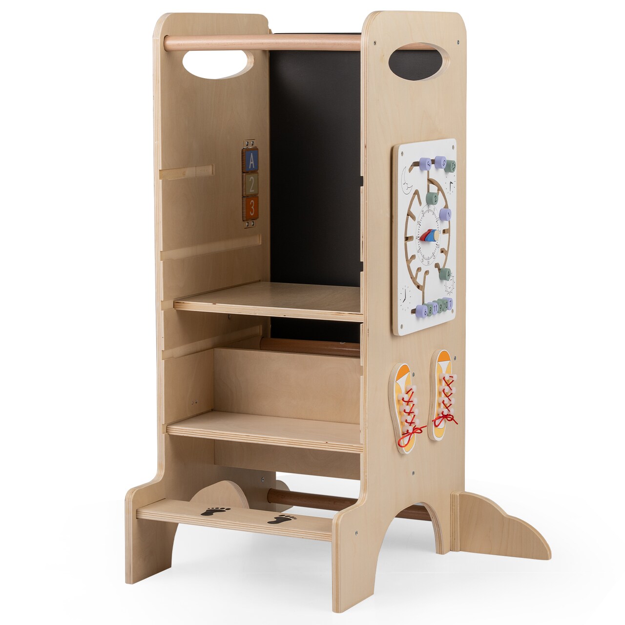 Standing Learning Tower for Kids with Chalkboard and Montessori Activities 3+